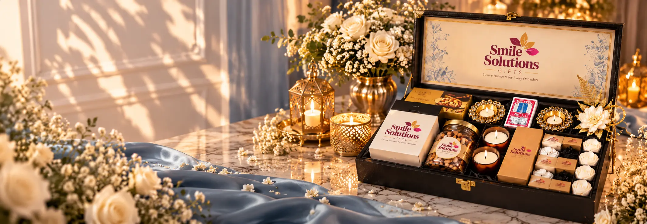 Black and gold luxury gift hamper
