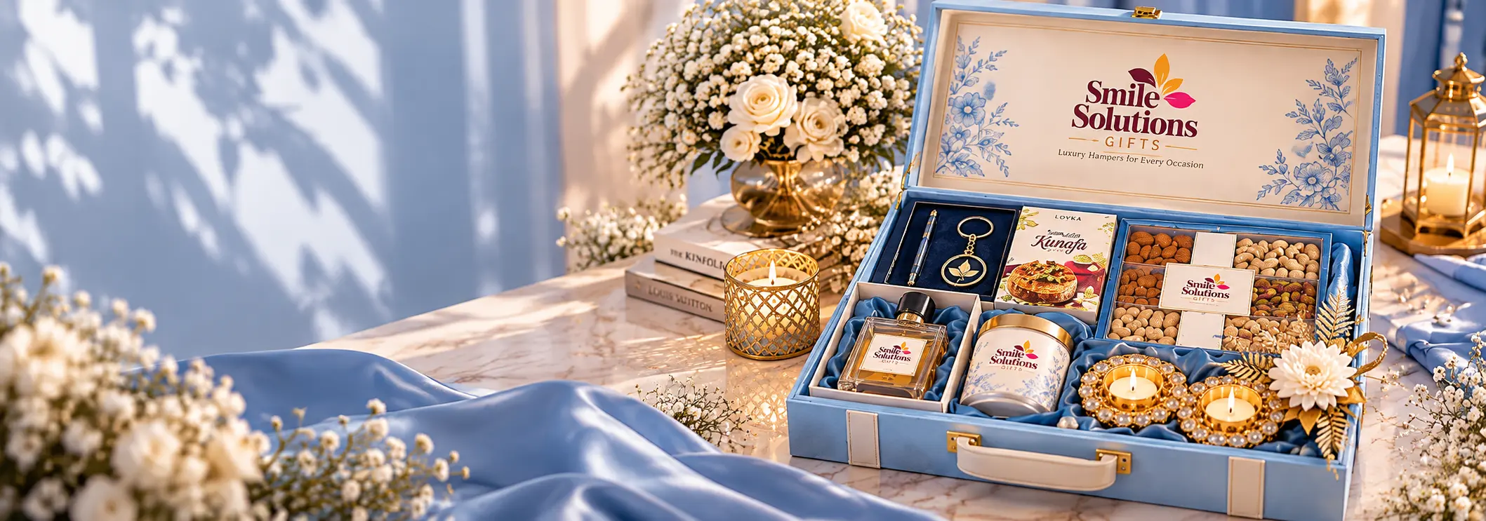 Turquoise and gold gift hamper